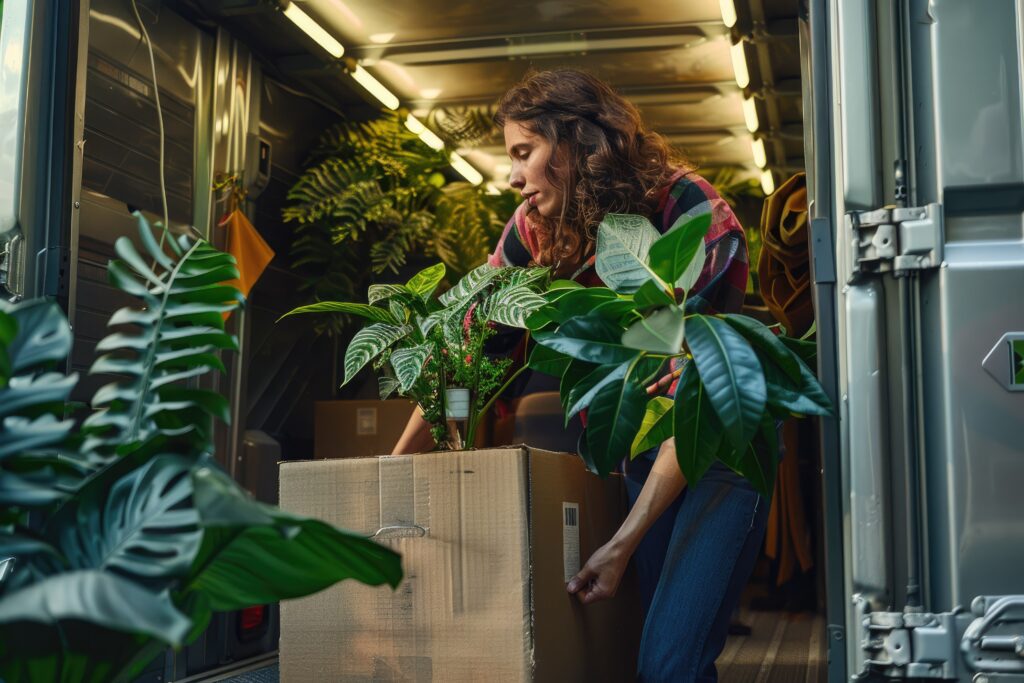 Woman and houseplants