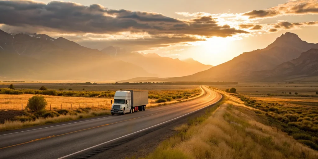 Moving truck from one of the best long distance movers on a cross-country journey.