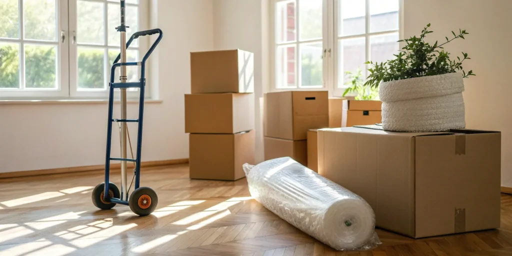 Moving boxes and supplies used to calculate the cost of Virginia movers.