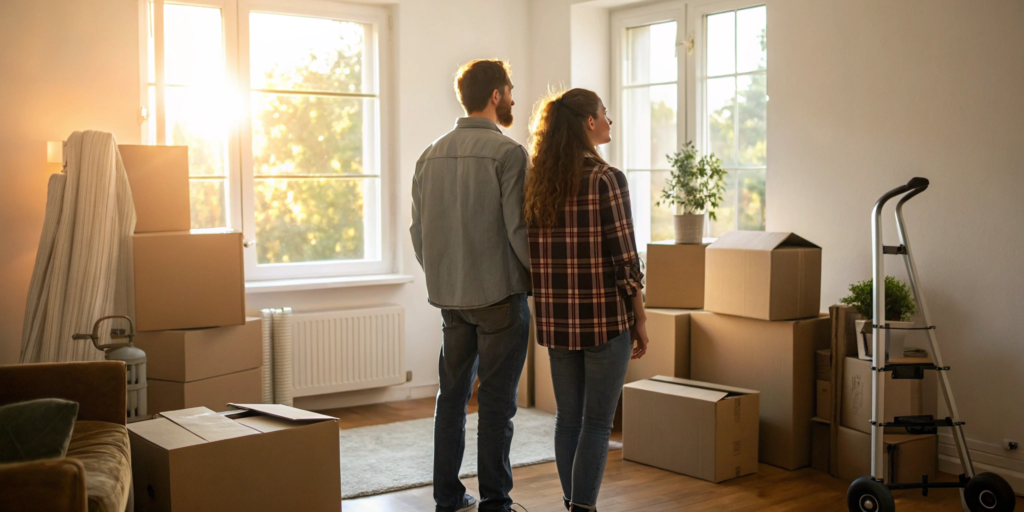 Couple moving a few boxes, hiring local movers for a small job.