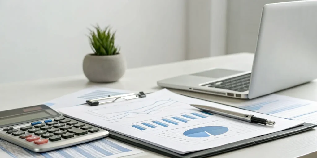 Calculating how much an estate cleanout costs with a calculator and financial charts.